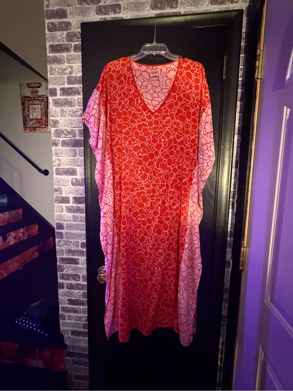 kate spade Red Floral V-Neck Caftan Swim Coverup